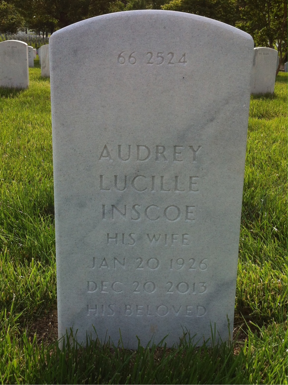 Back of headstone — Wesley Robertson
