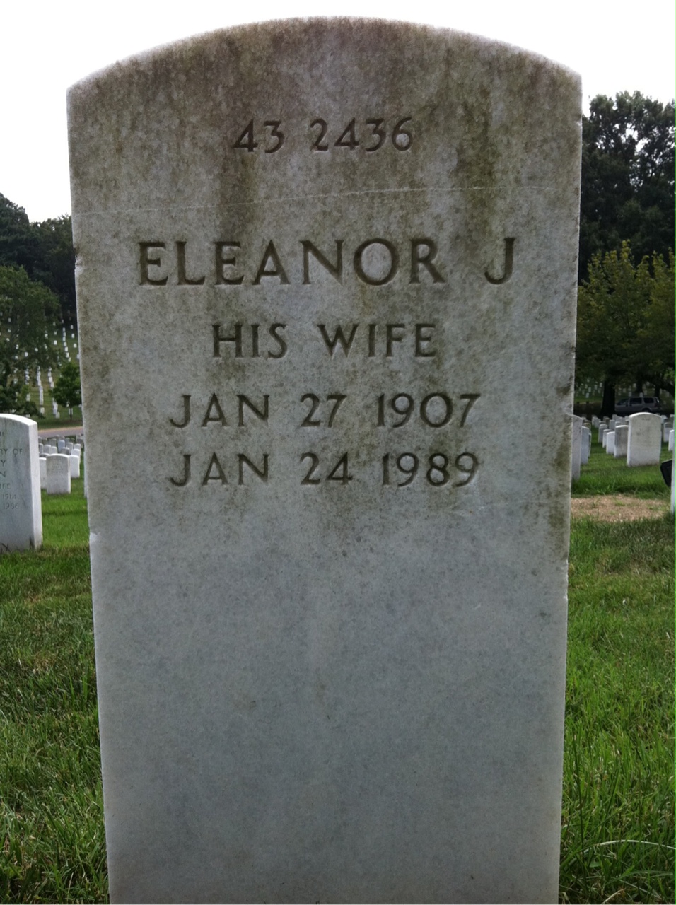 Back of headstone — Eleanor Banks