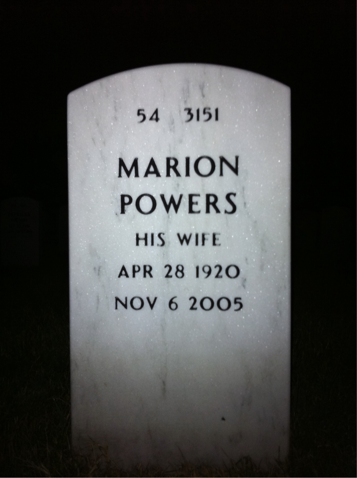 Back of headstone — John Richters