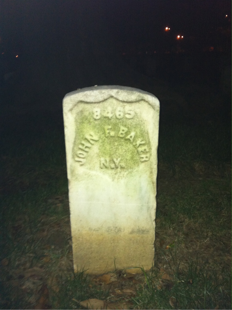 Back of headstone — John Baker