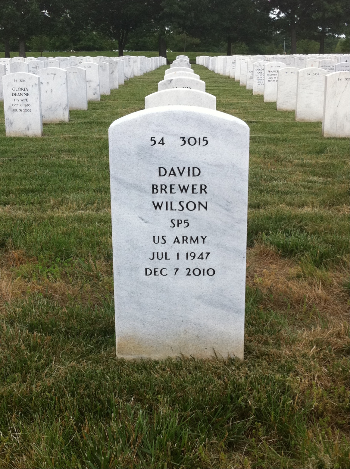 Back of headstone — Robert Wilson