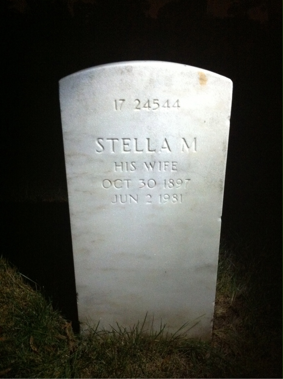 Back of headstone — William M Wilson