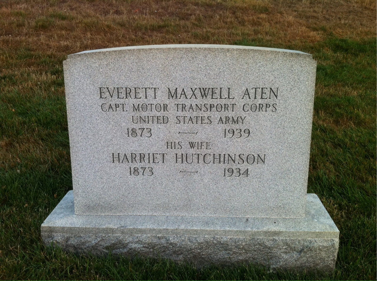 Back of headstone — Everett Aten