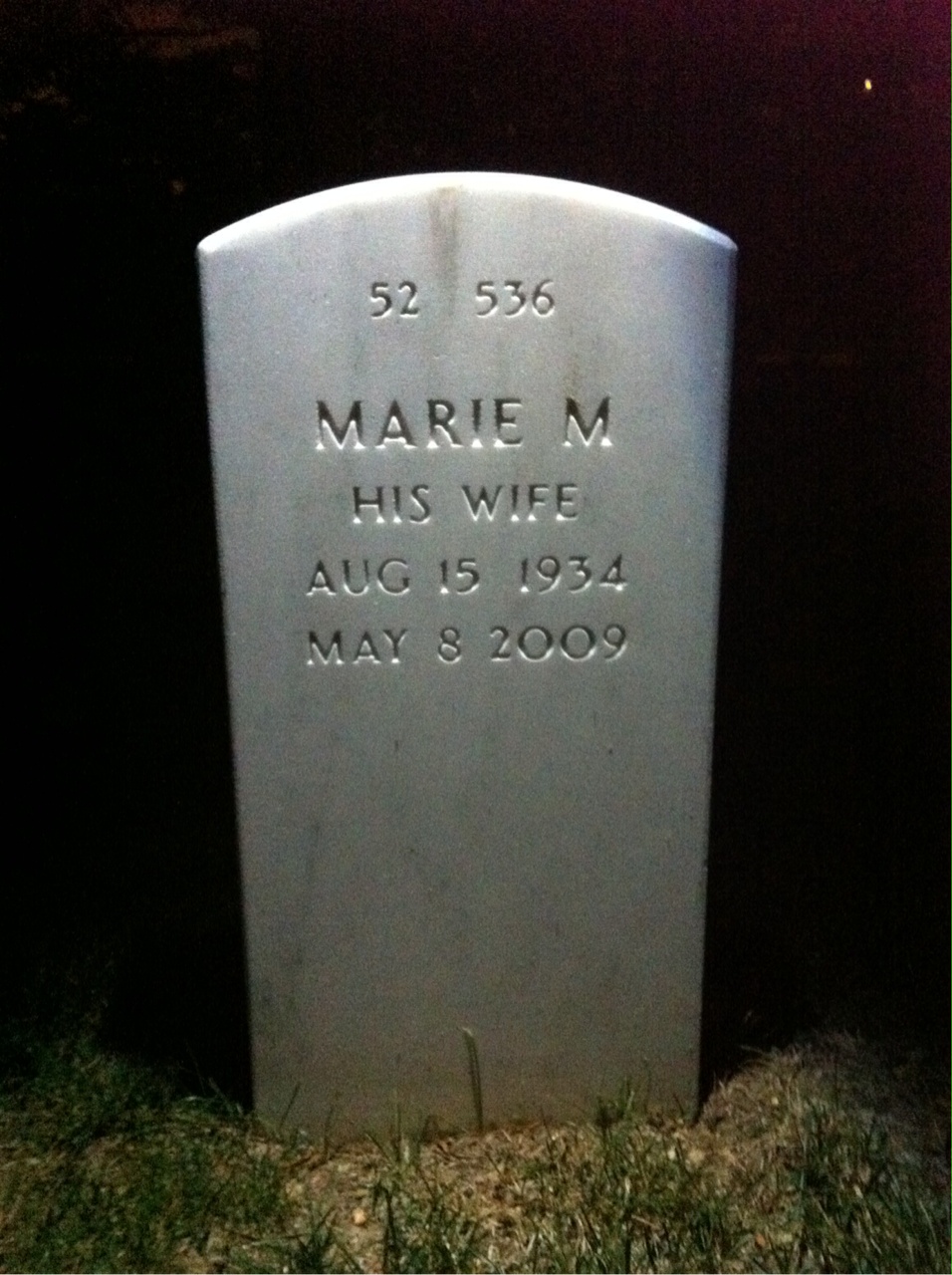 Back of headstone — Donald Holloway