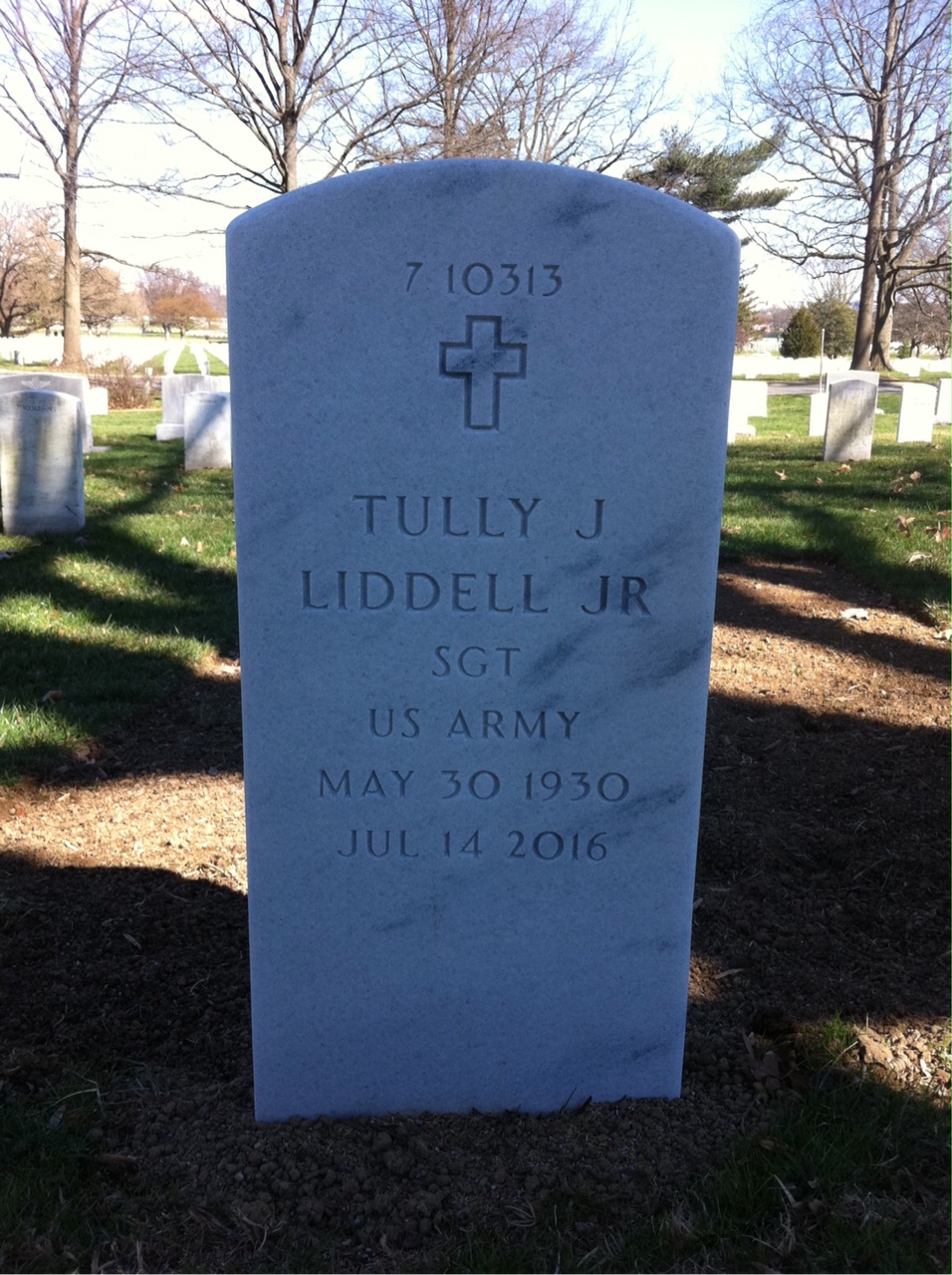 Back of headstone — Tully Joseph Liddell