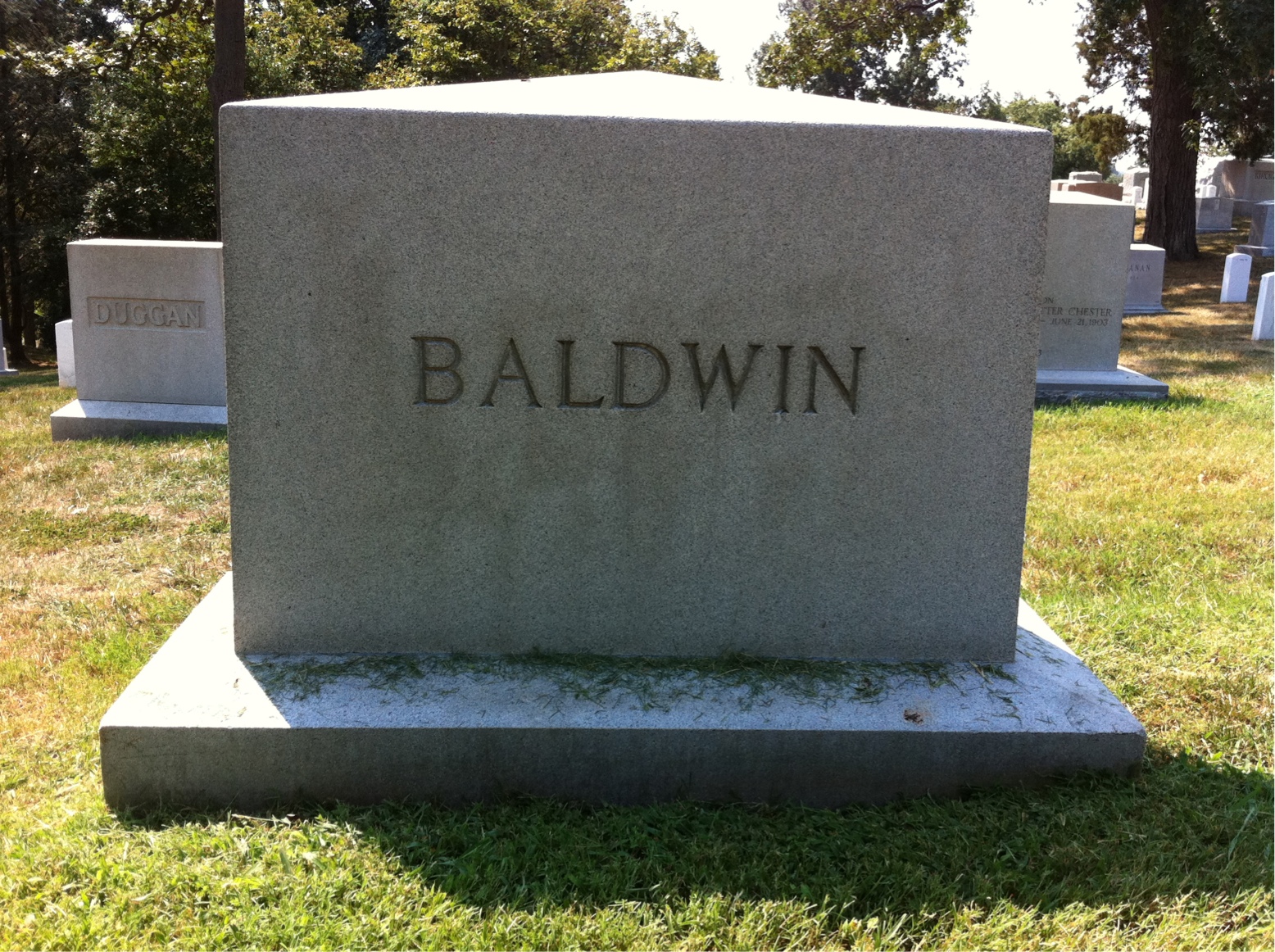 Back of headstone — Frank Baldwin
