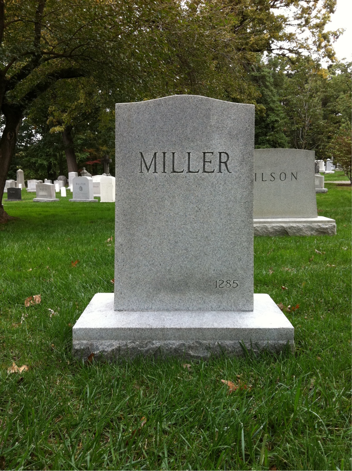Back of headstone — Ralph Miller