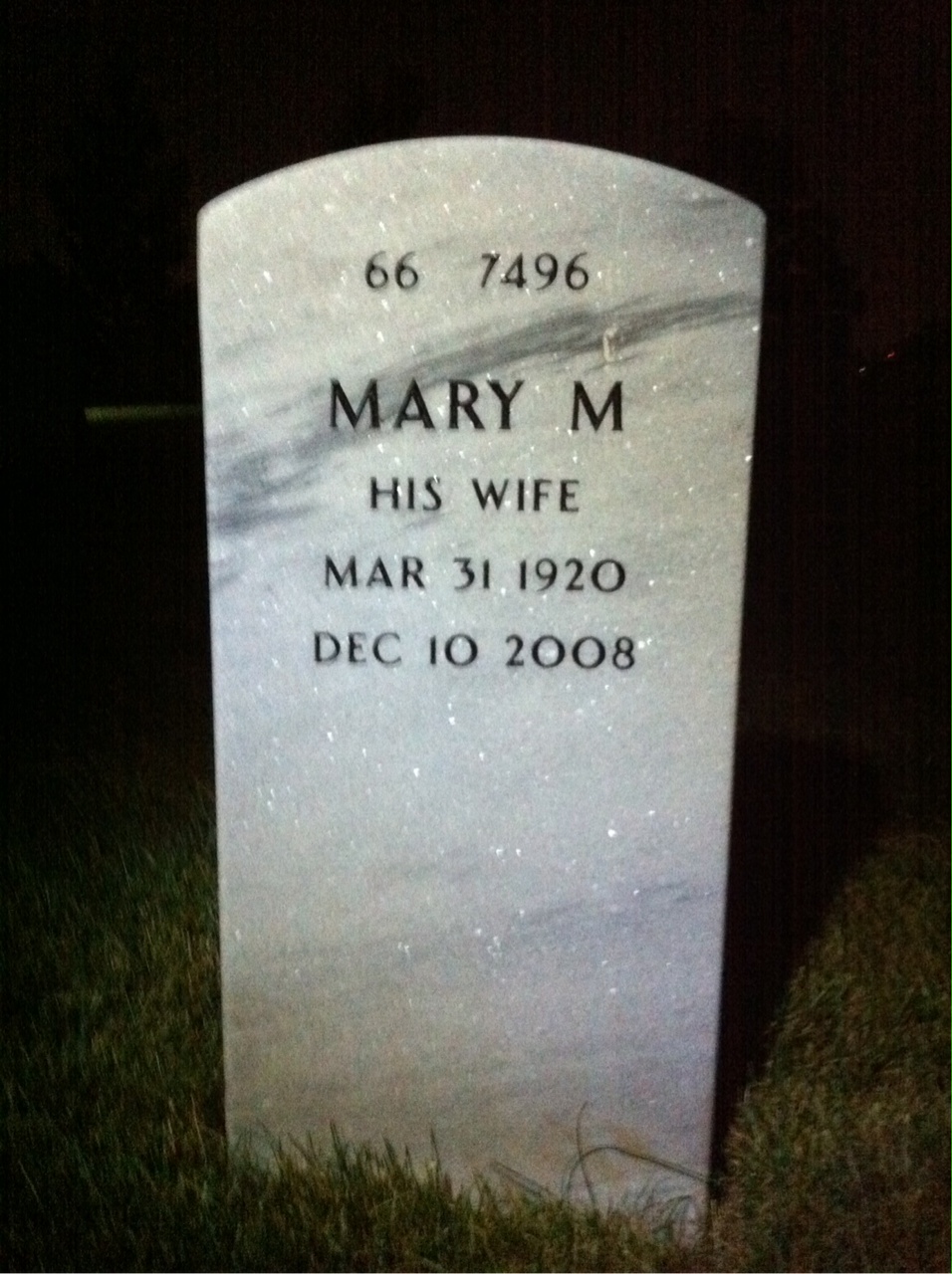 Back of headstone — William Flake
