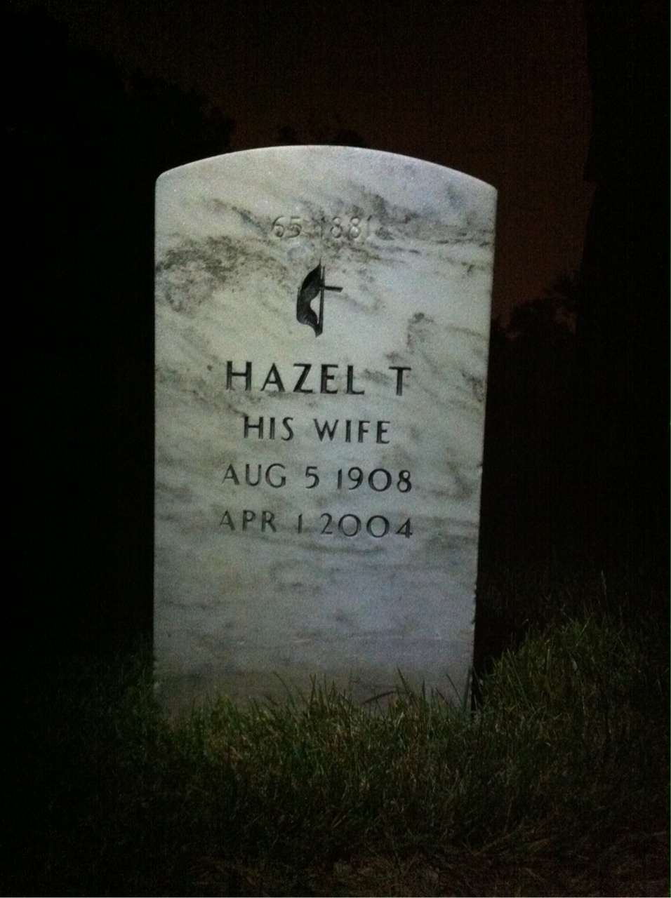 Back of headstone — Horace Wood