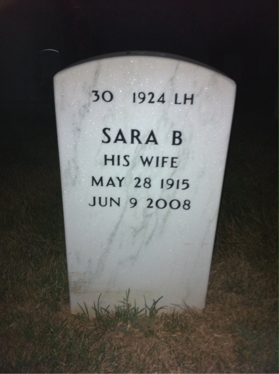 Back of headstone — David Borden