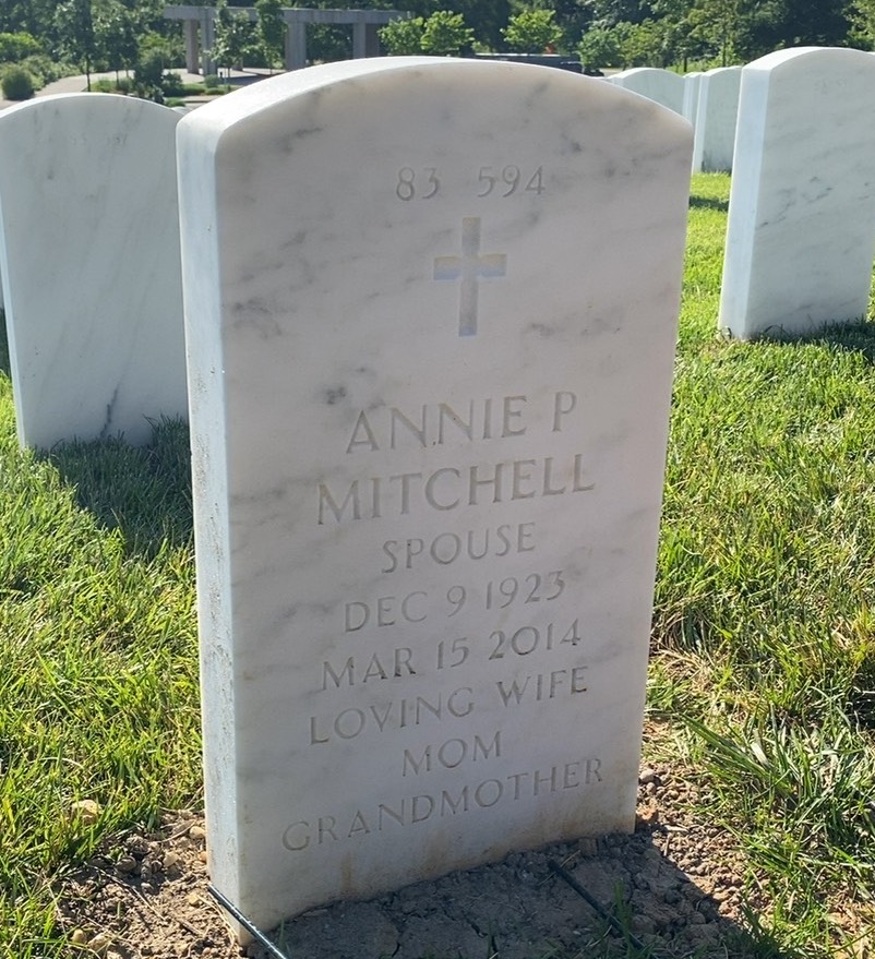 Back of headstone — Aubrey Mitchell