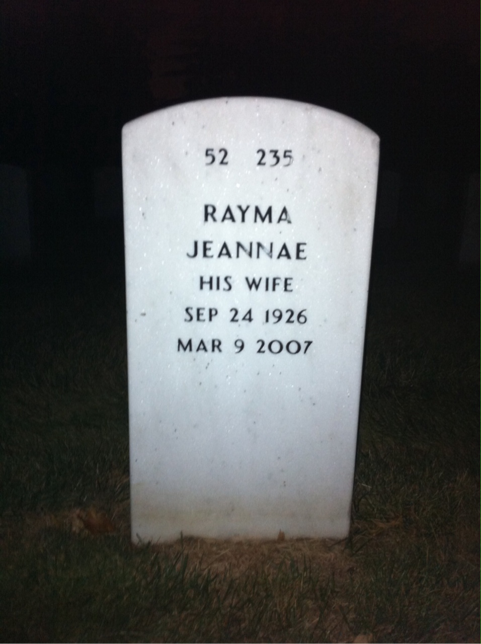 Back of headstone — Ralph Bullard