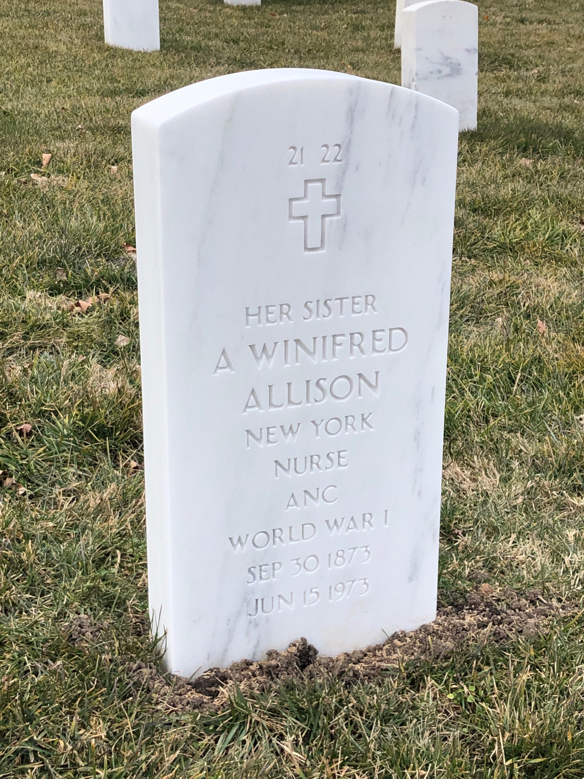 Back of headstone — Agnes Allison