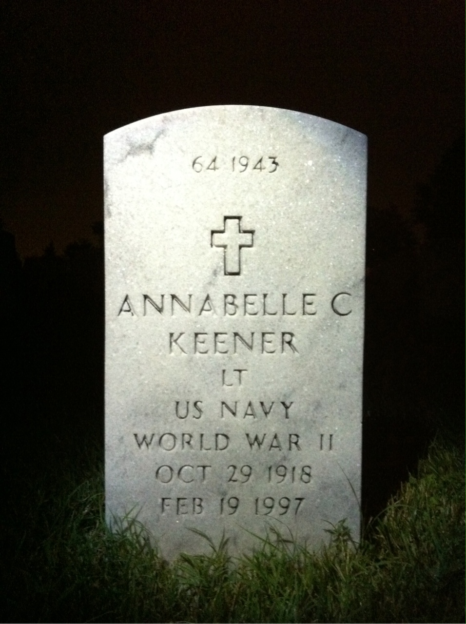 Back of headstone — Annabelle C Keener