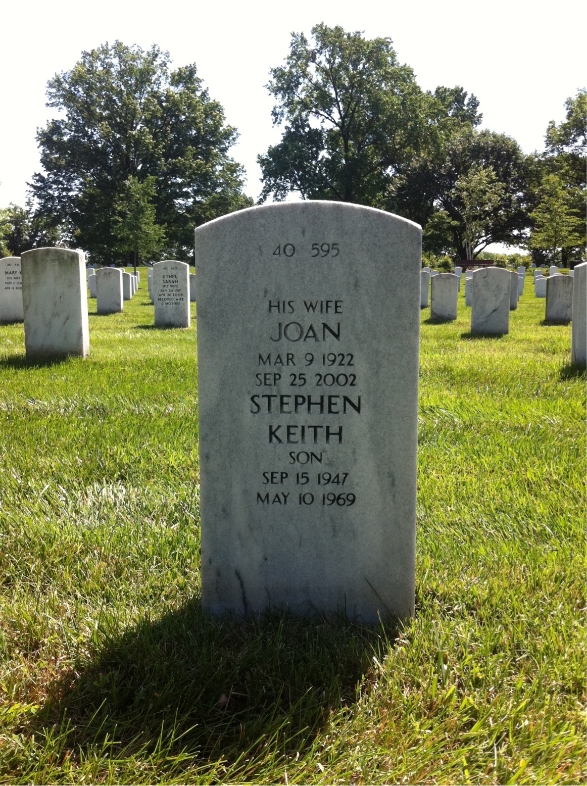 Back of headstone — Anthony Sulc