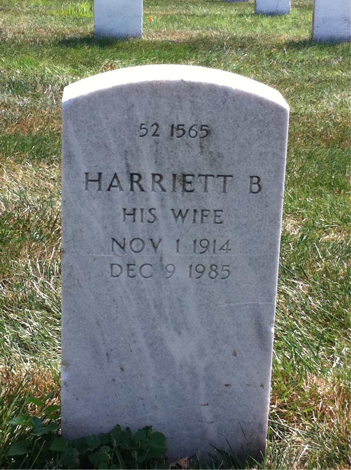 Back of headstone — Curtis Blake
