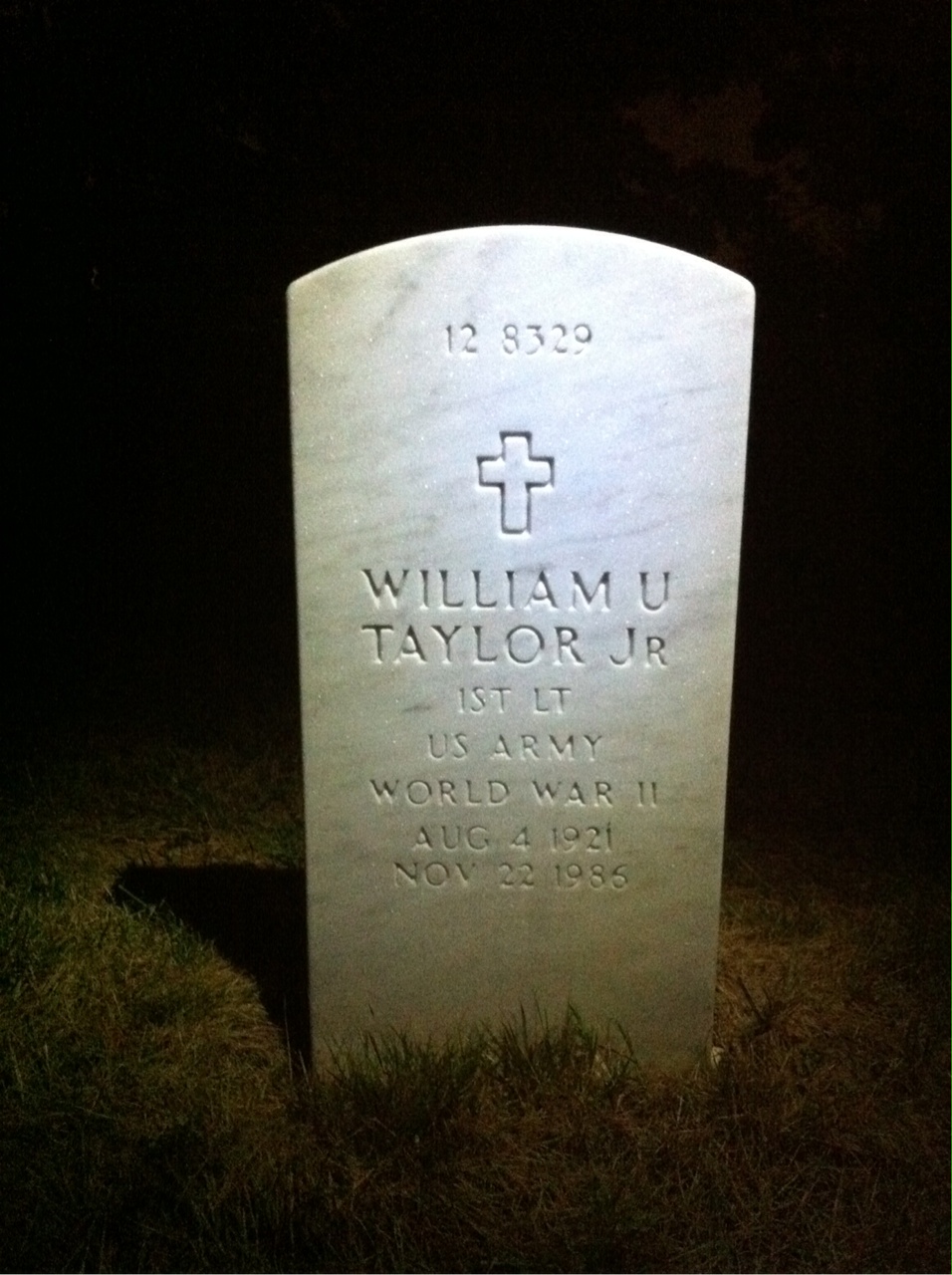 Back of headstone — William V Taylor