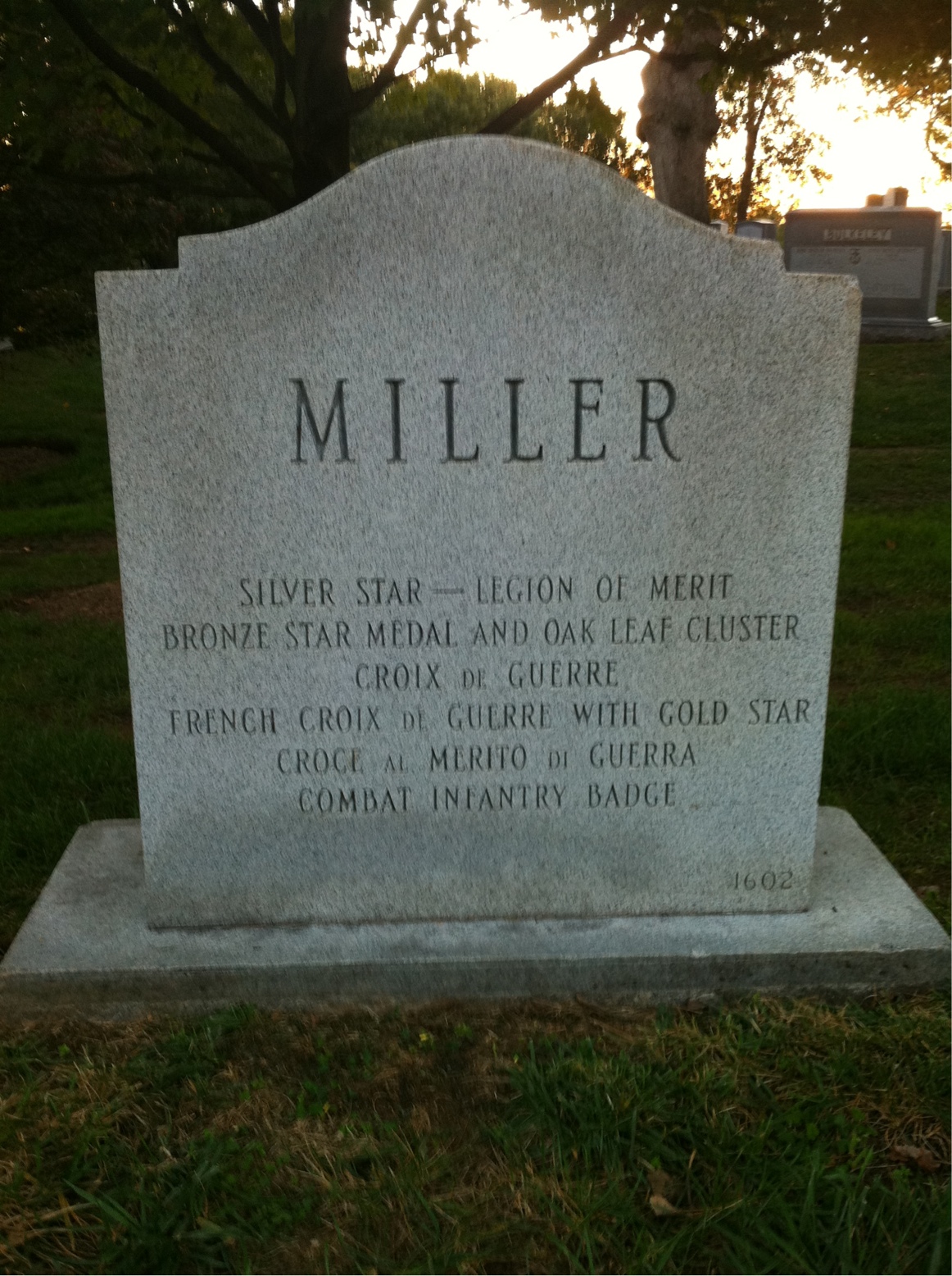 Back of headstone — Virgil Miller