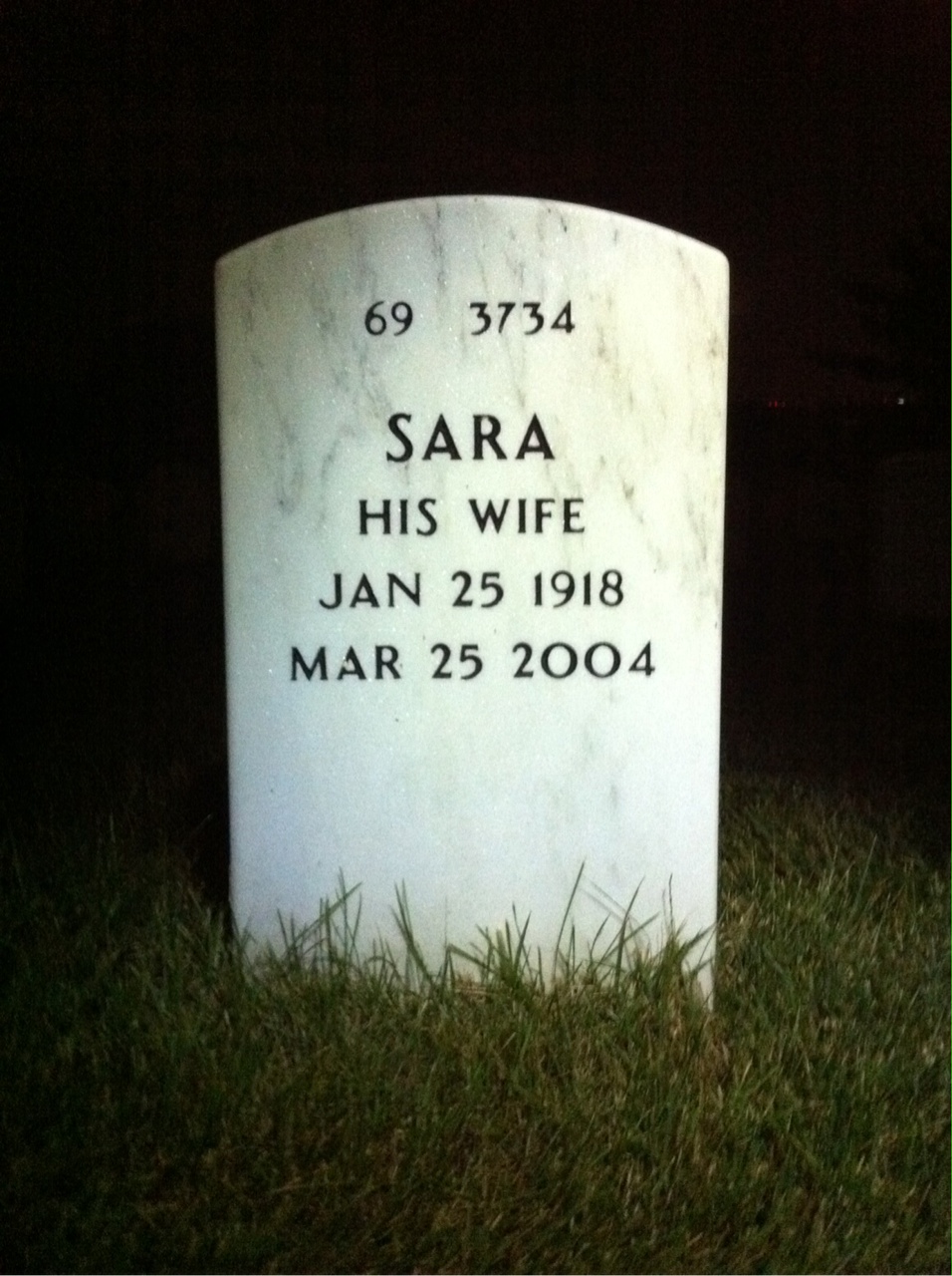 Back of headstone — Kenneth Mann