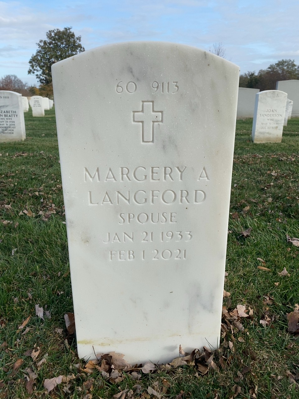Back of headstone — John Langford