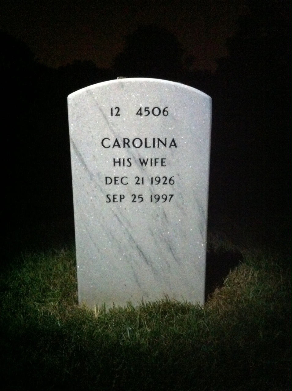Back of headstone — James Van Wetering