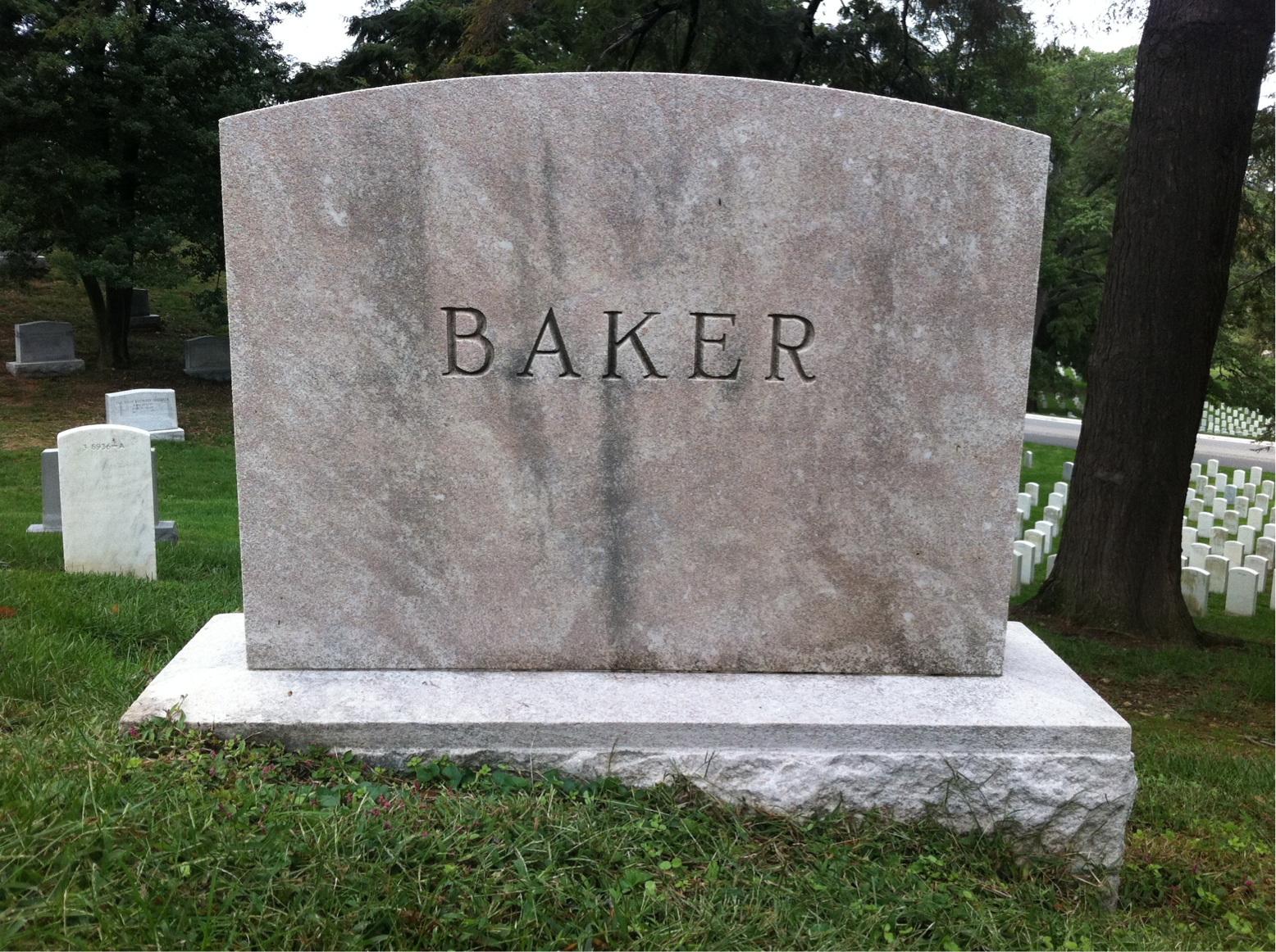 Back of headstone — Joe Baker