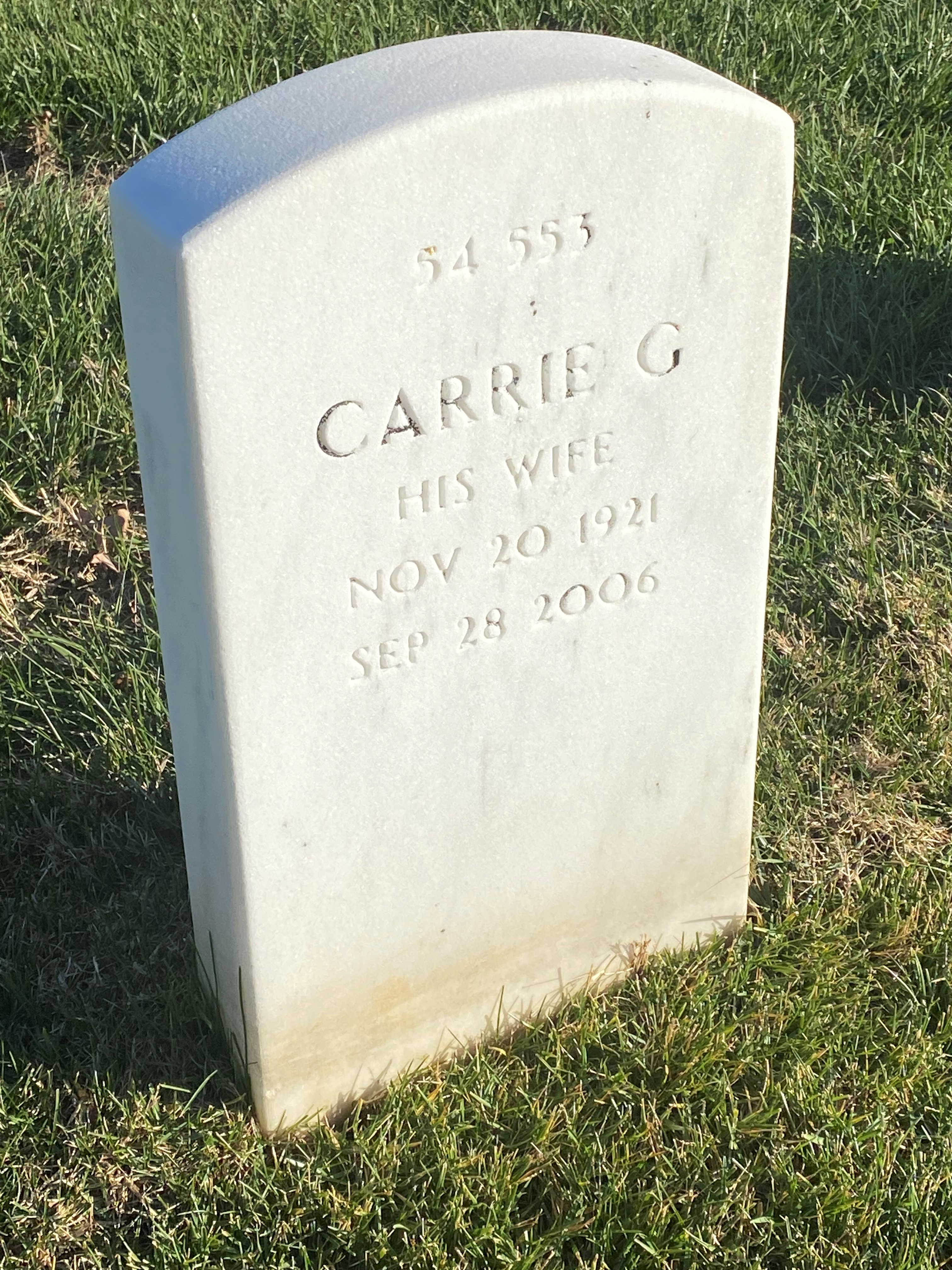 Back of headstone — Lloyd Brown