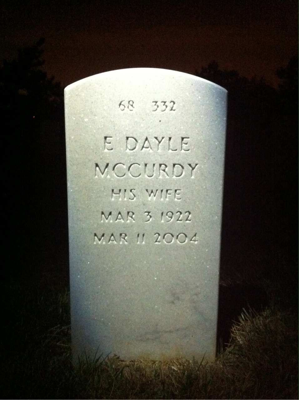 Back of headstone — Nicholas Tony