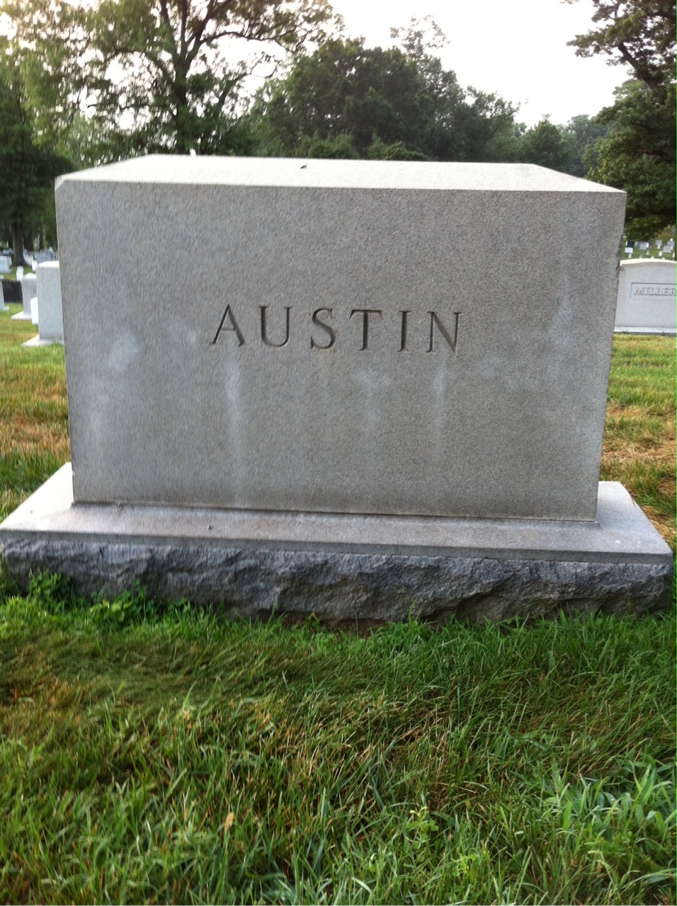 Back of headstone — Margaret Austin
