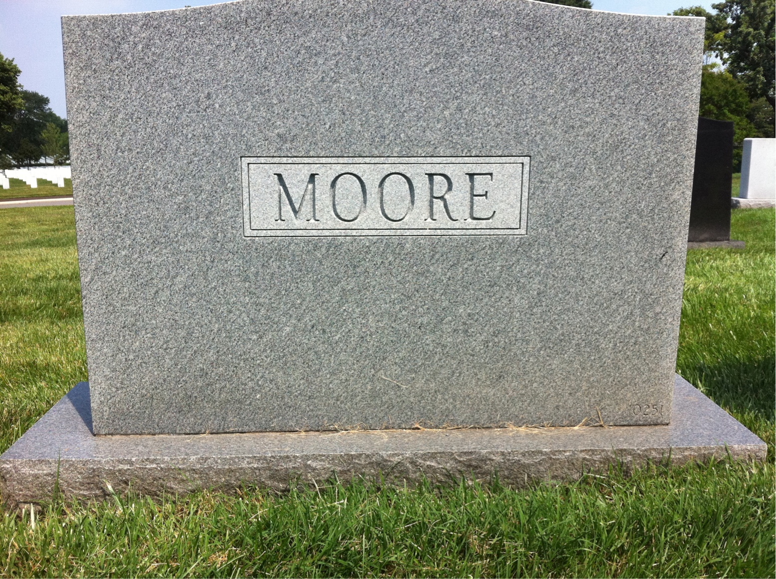 Back of headstone — Vivian Moore