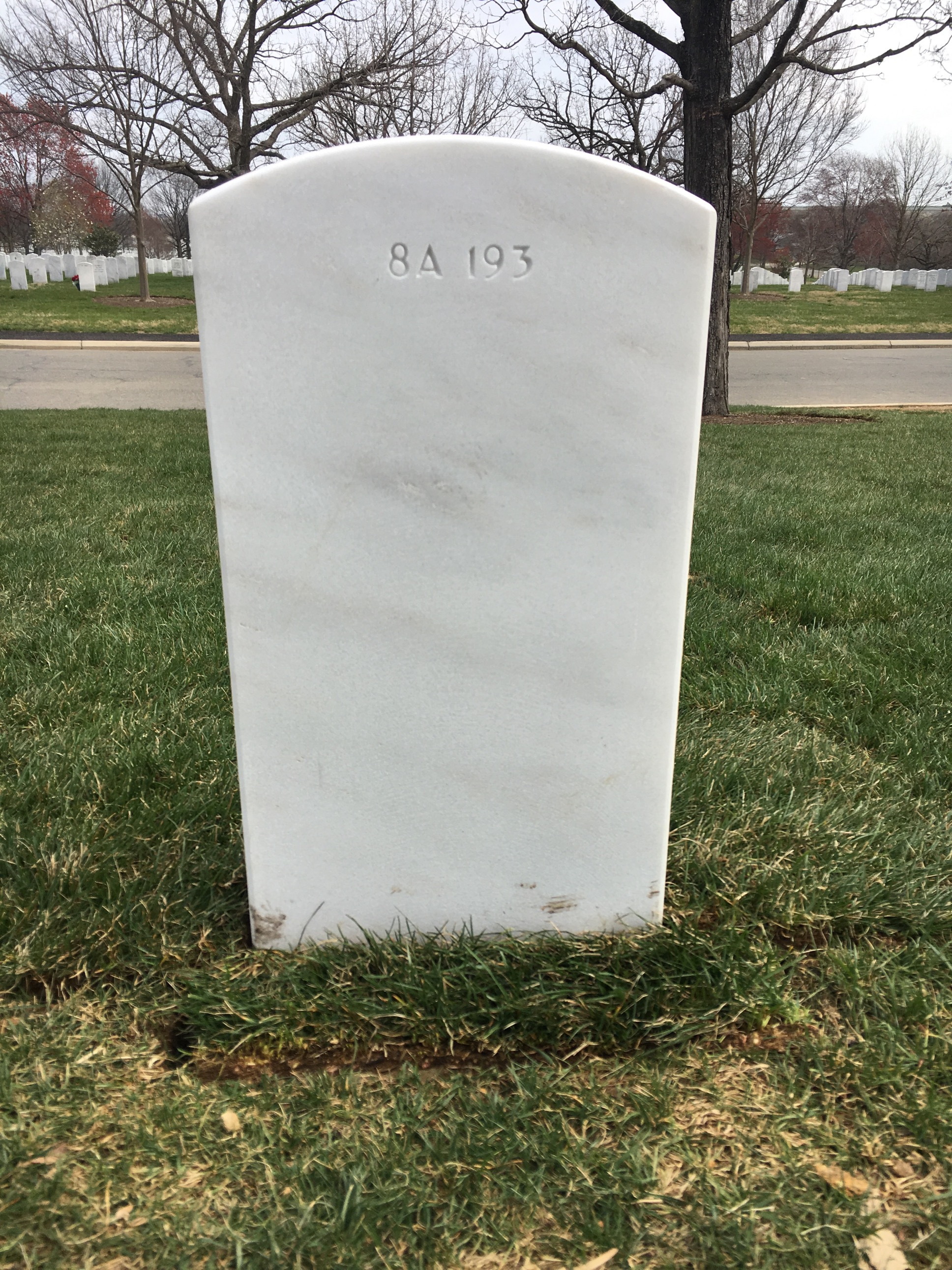 Back of headstone — William A Stark