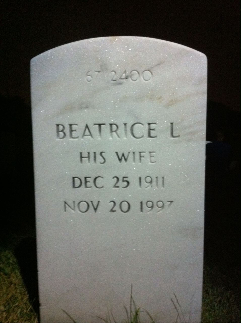 Back of headstone — Andrew Aines