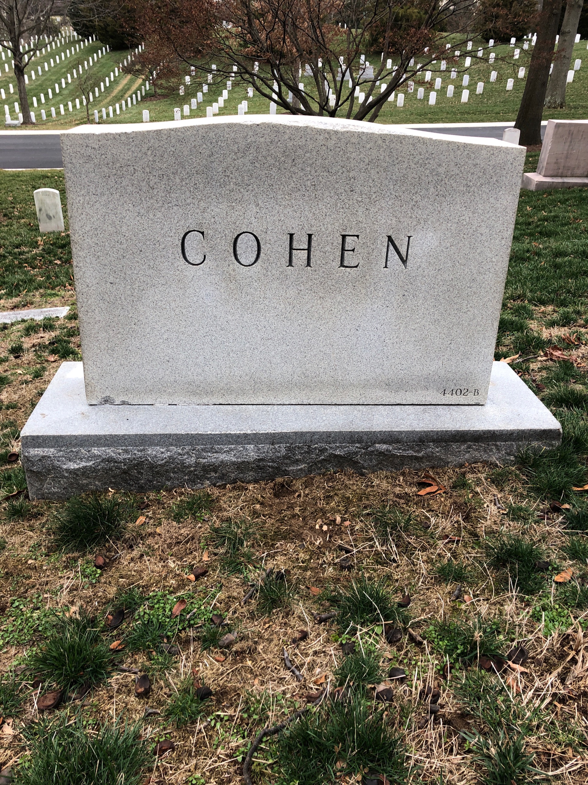 Back of headstone — Lee Cohen