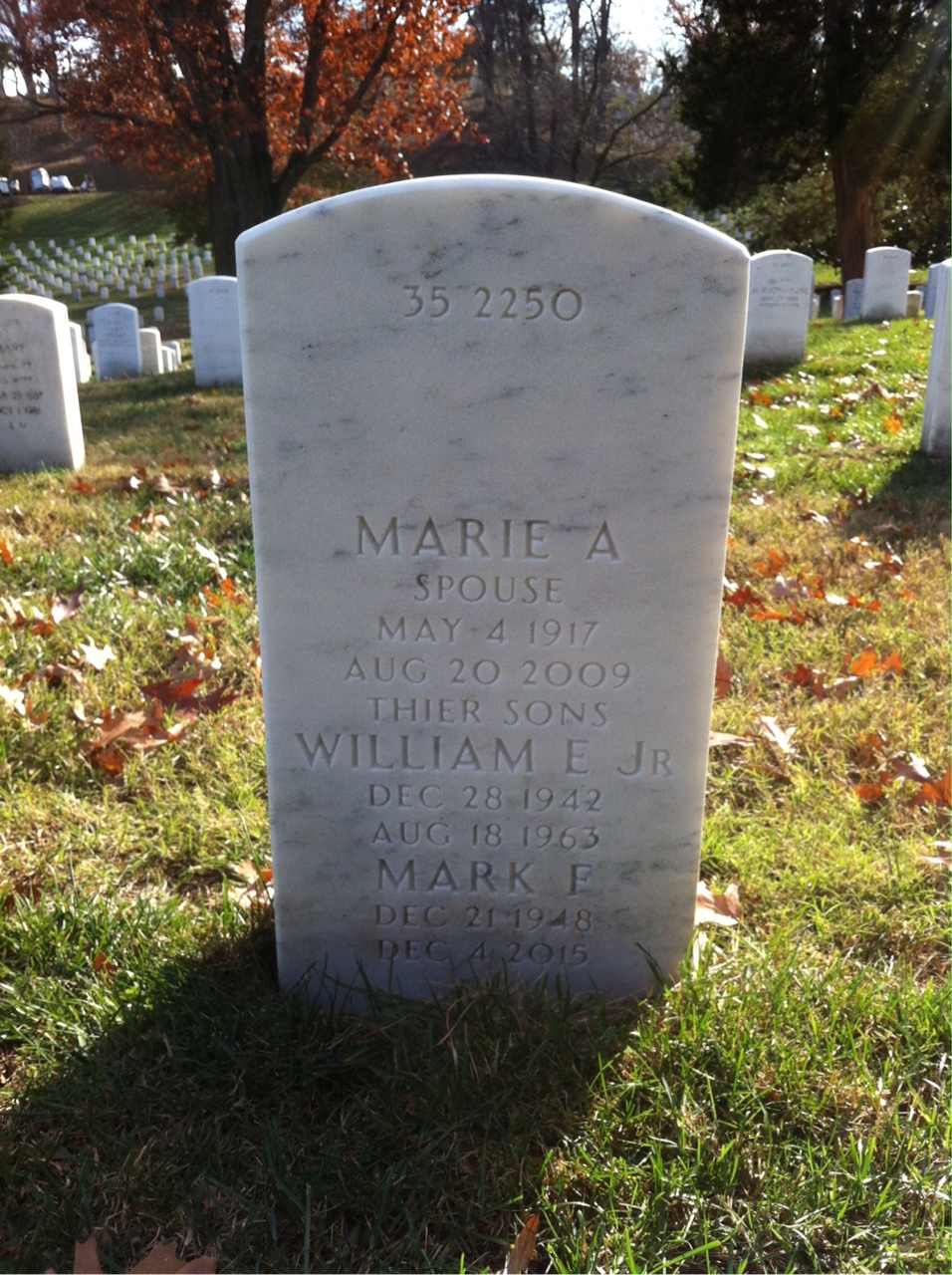 Back of headstone — William Clifford
