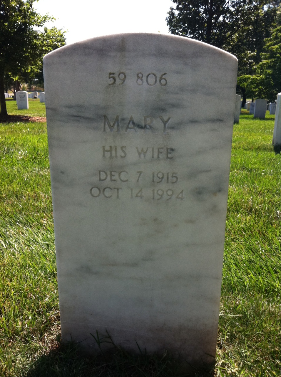 Back of headstone — Virgil Anderson
