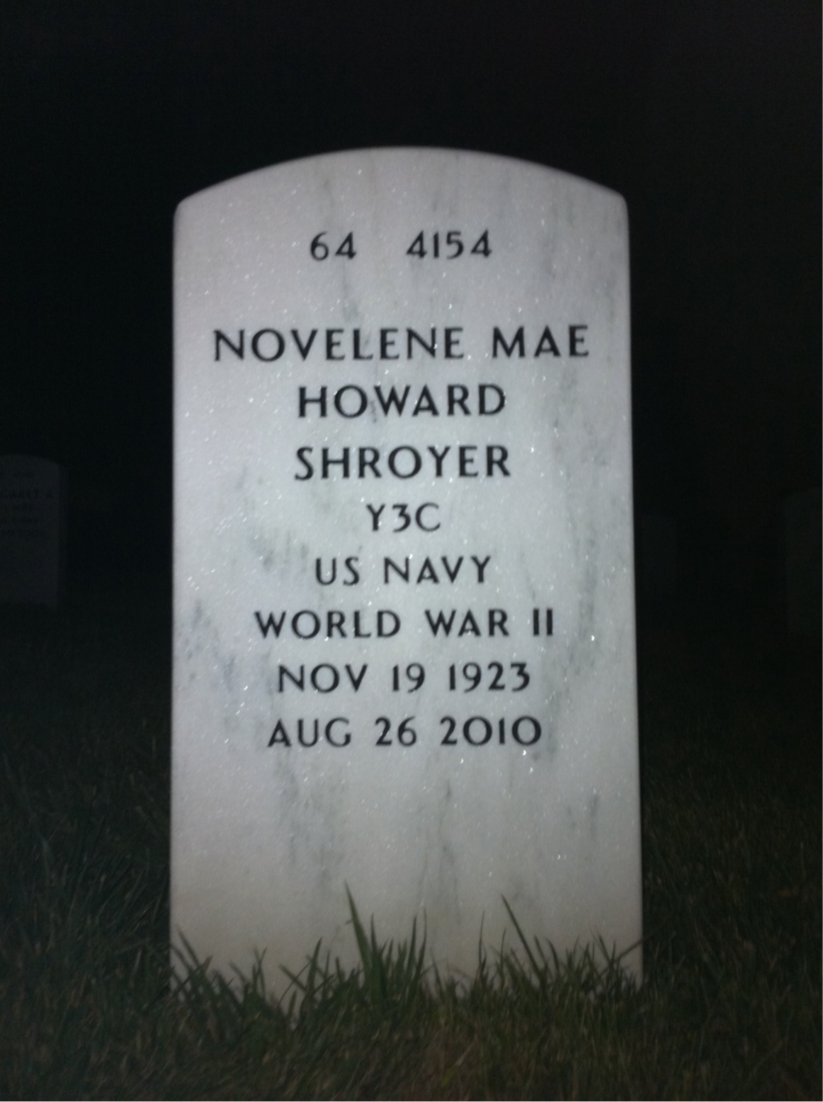 Back of headstone — Donald Shroyer