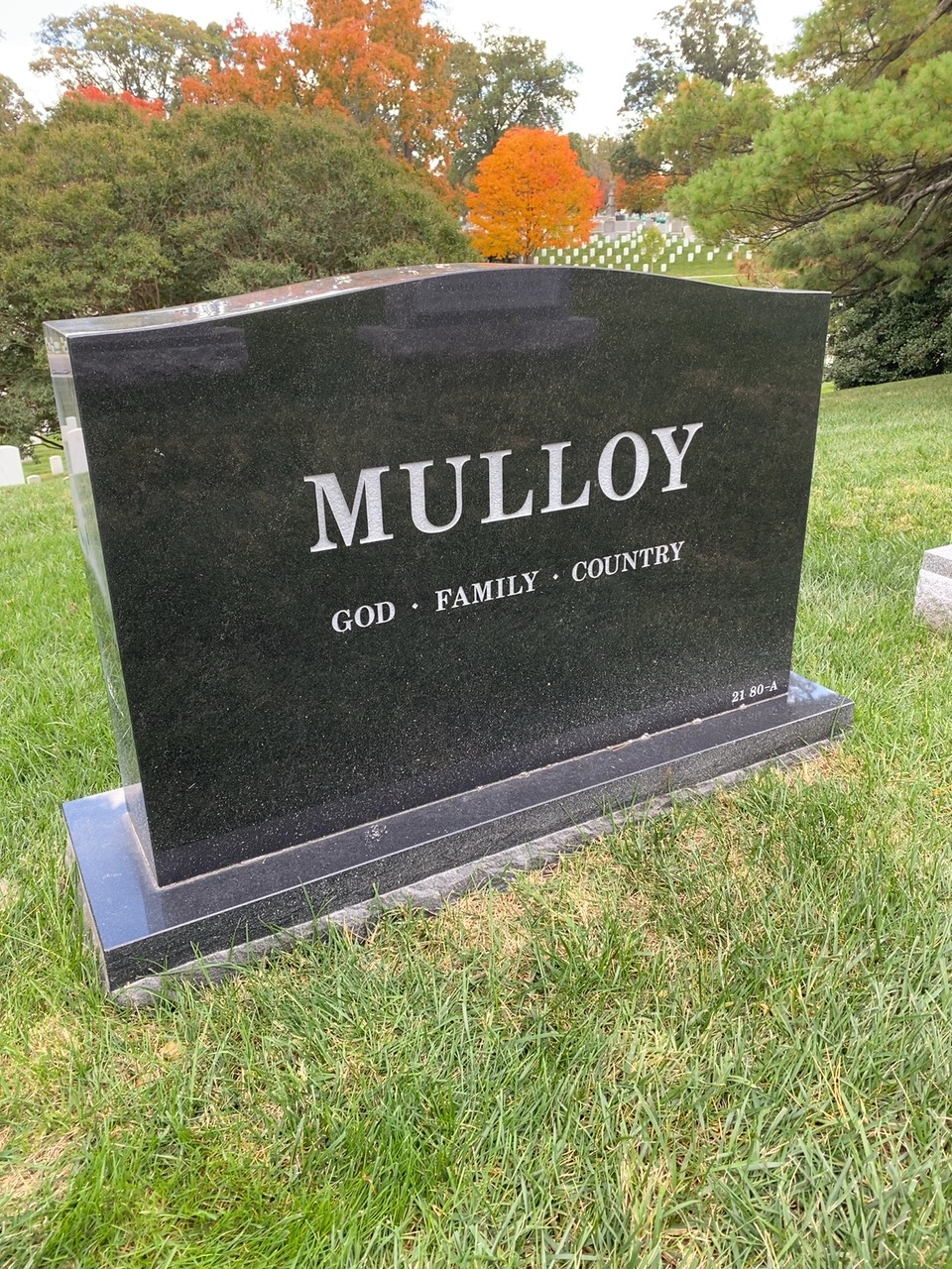 Back of headstone — Paul Mulloy