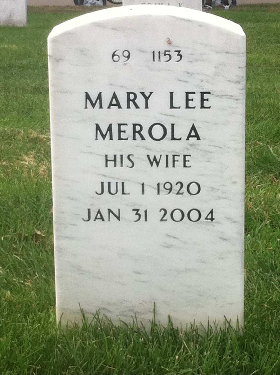 Back of headstone — George Mannina