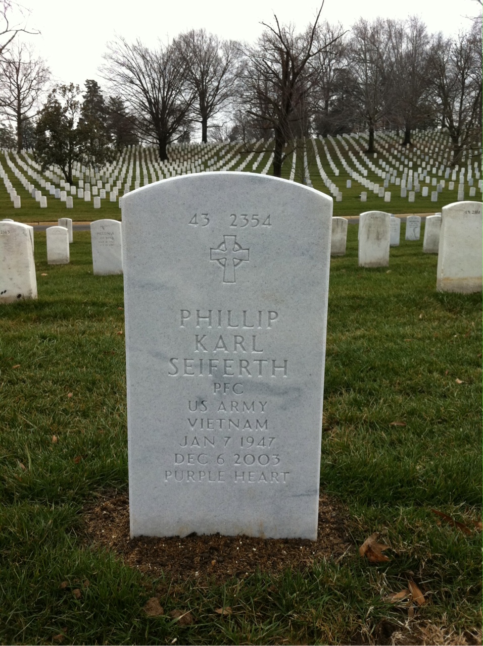 Back of headstone — Philip Seiferth