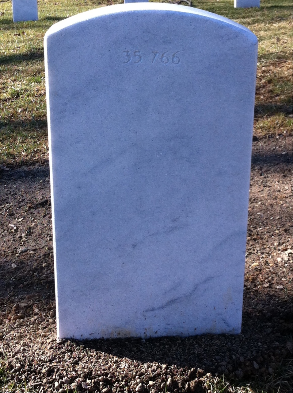 Back of headstone — Walter E Wyant