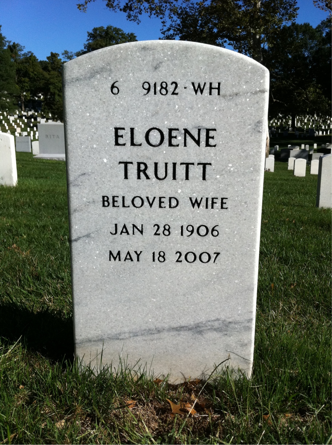 Back of headstone — Gale Griggs