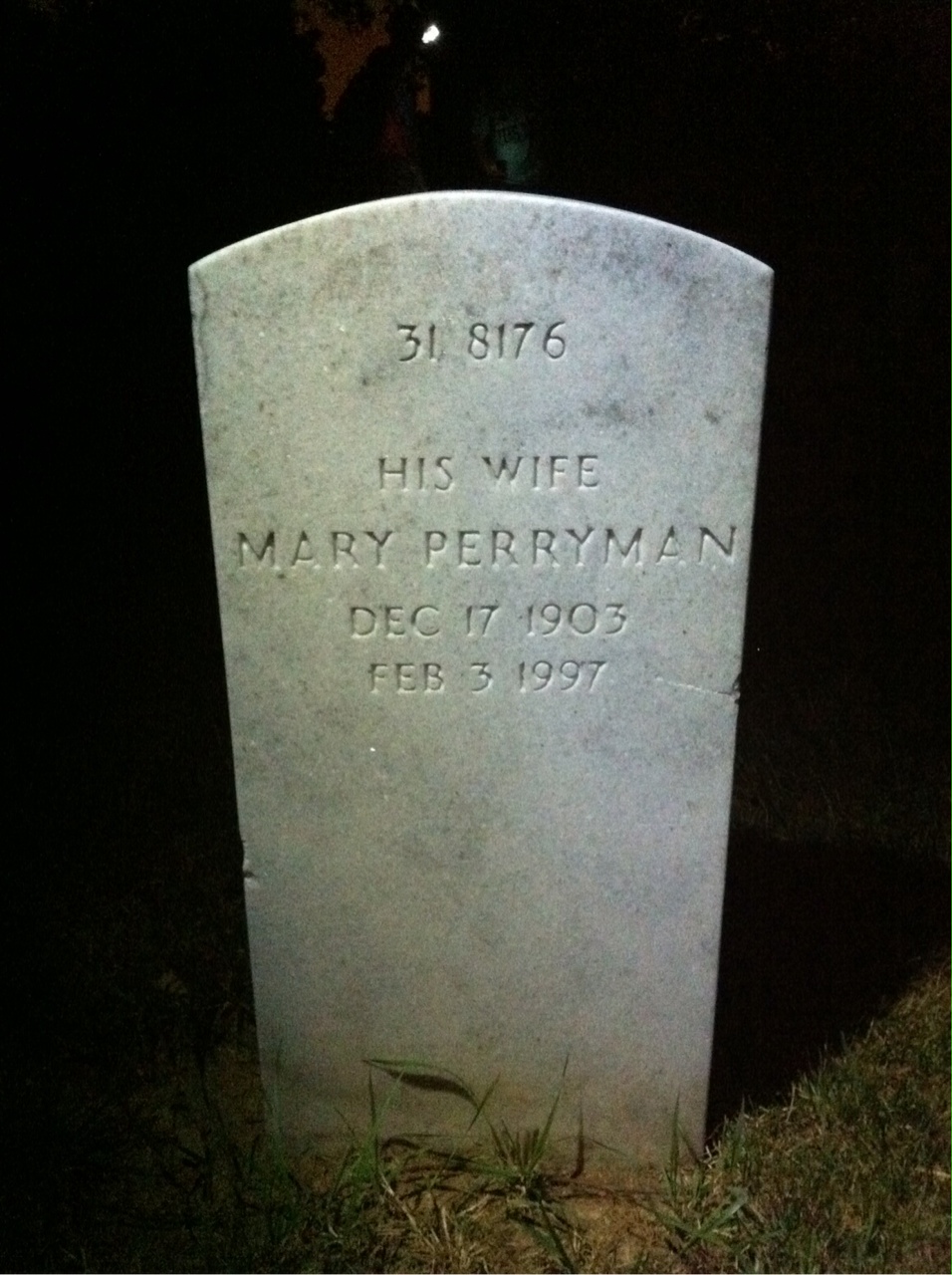 Back of headstone — Mary Mills