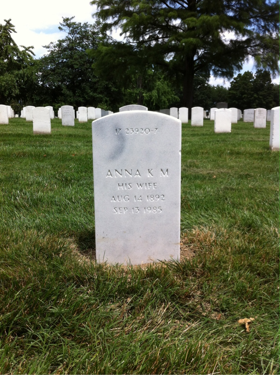 Back of headstone — Ignatz Mitzkewich