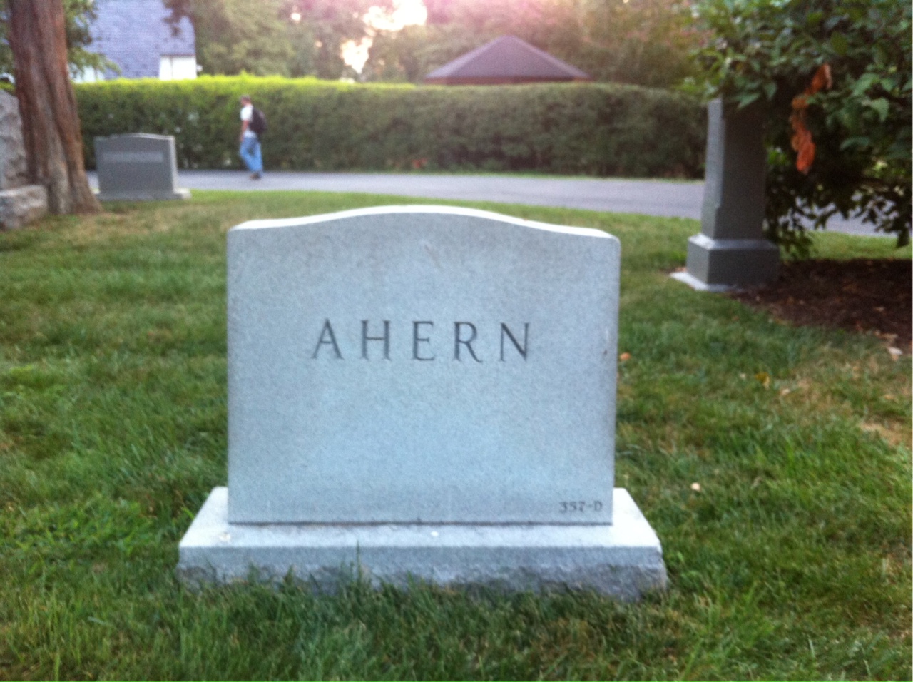 Back of headstone — Jean Ahern