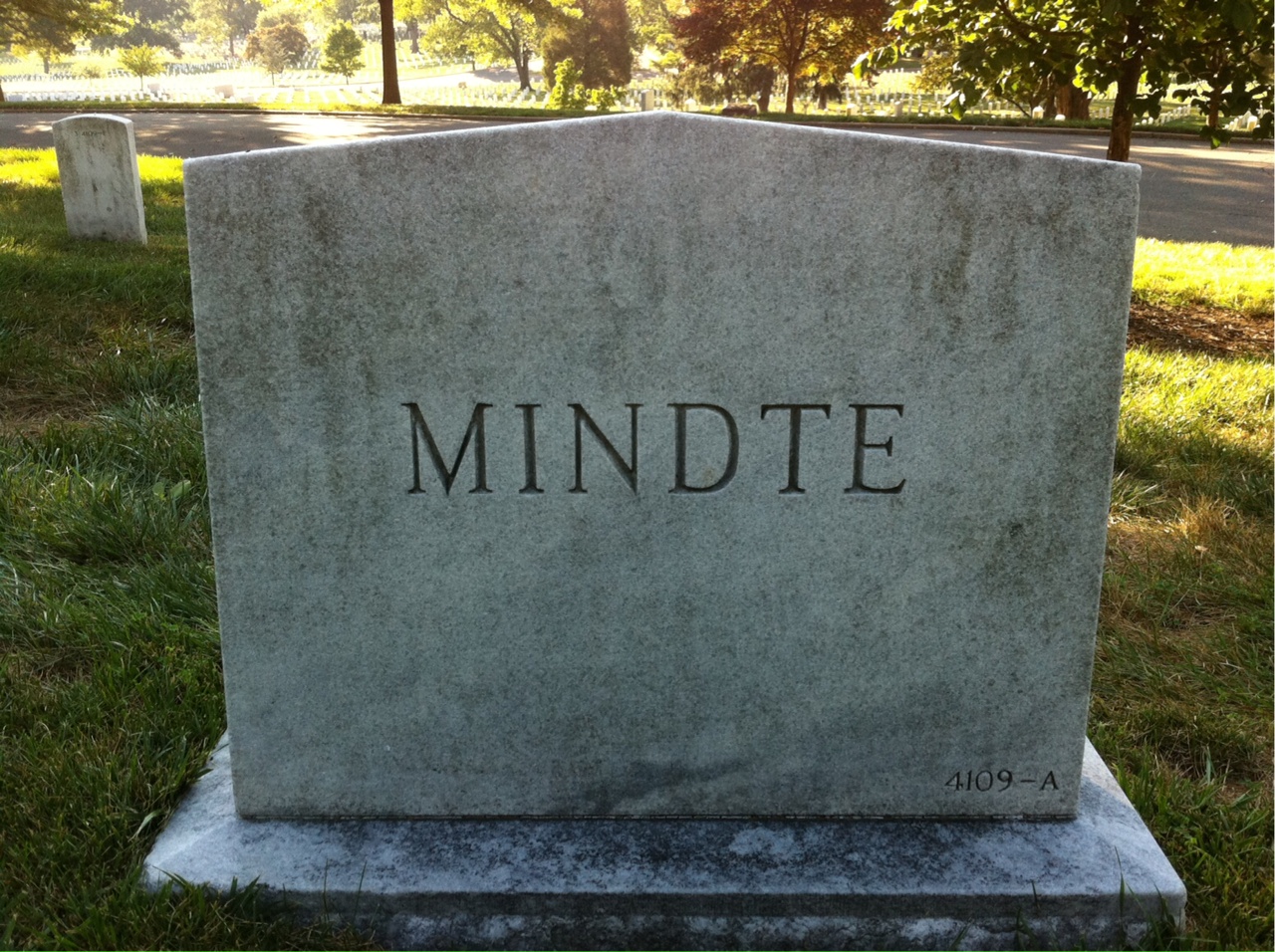 Back of headstone — Martha Mindte