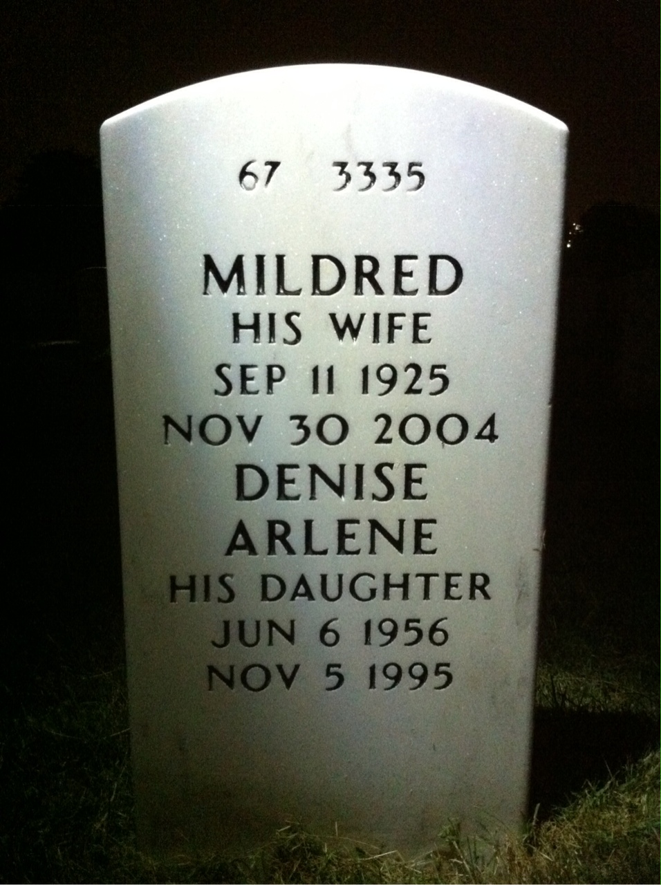 Back of headstone — Willie Barron