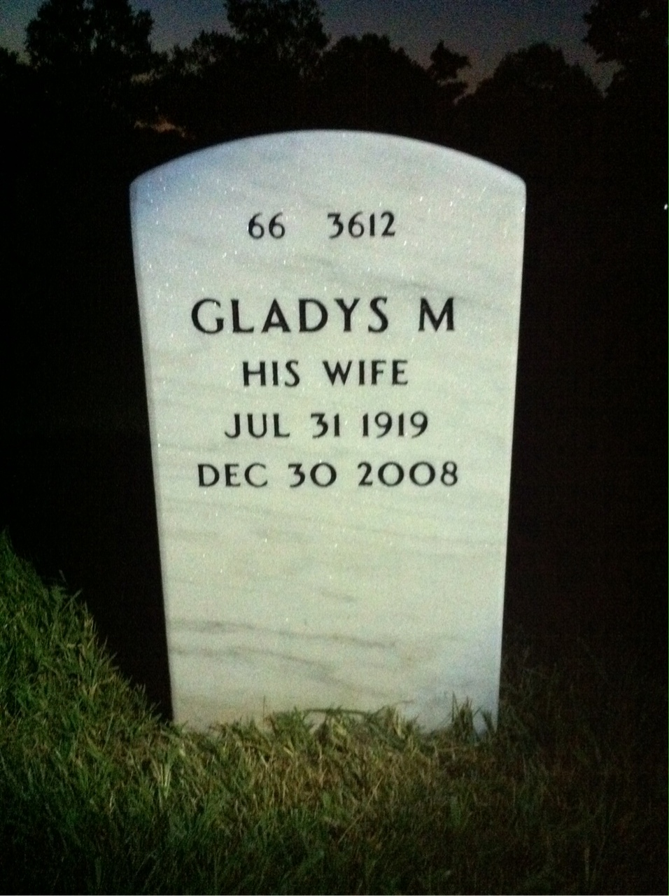 Back of headstone — Daniel Barry
