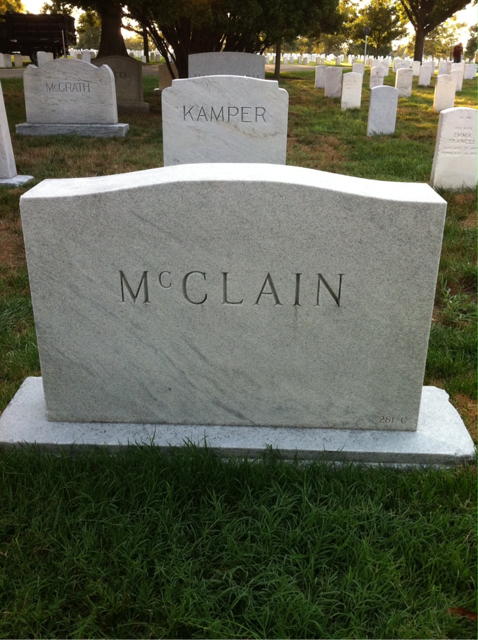 Back of headstone — William Mcclain