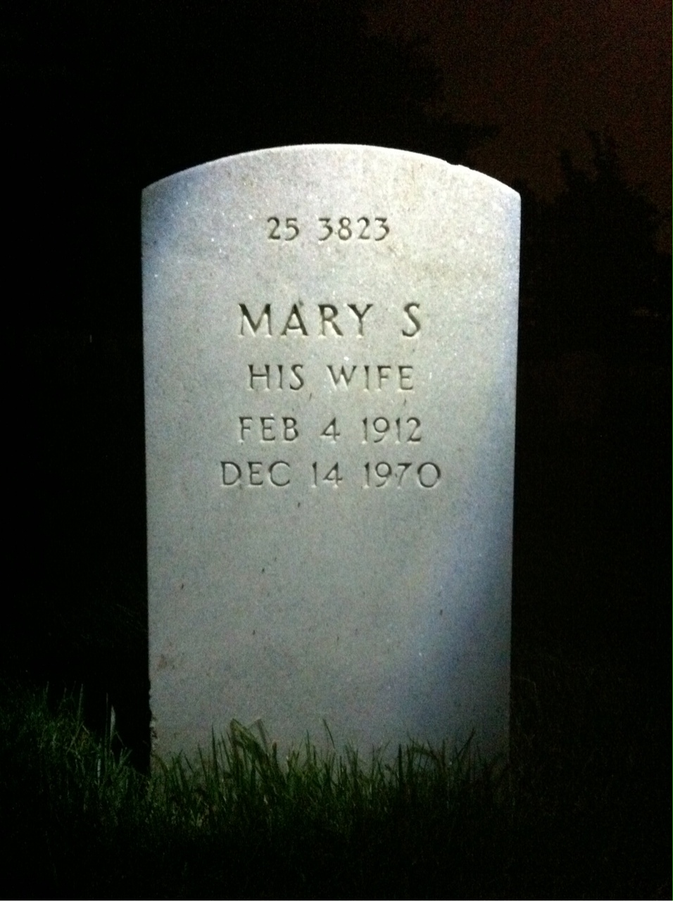 Back of headstone — William Allen