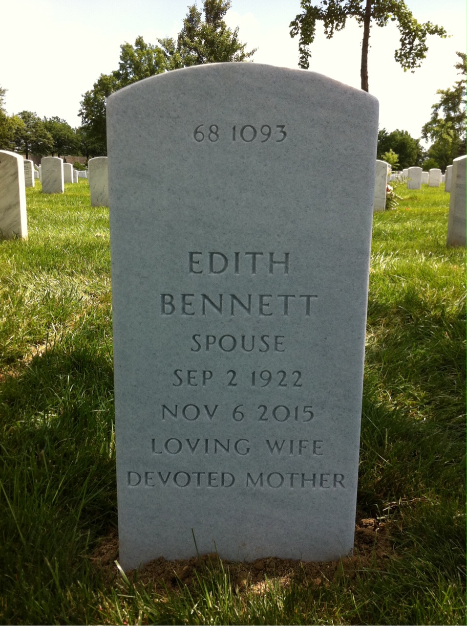 Back of headstone — Wilmer Confehr